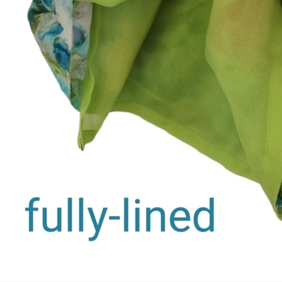 Silk Skirt Green Watercolor Floral - Picture 3 of 6